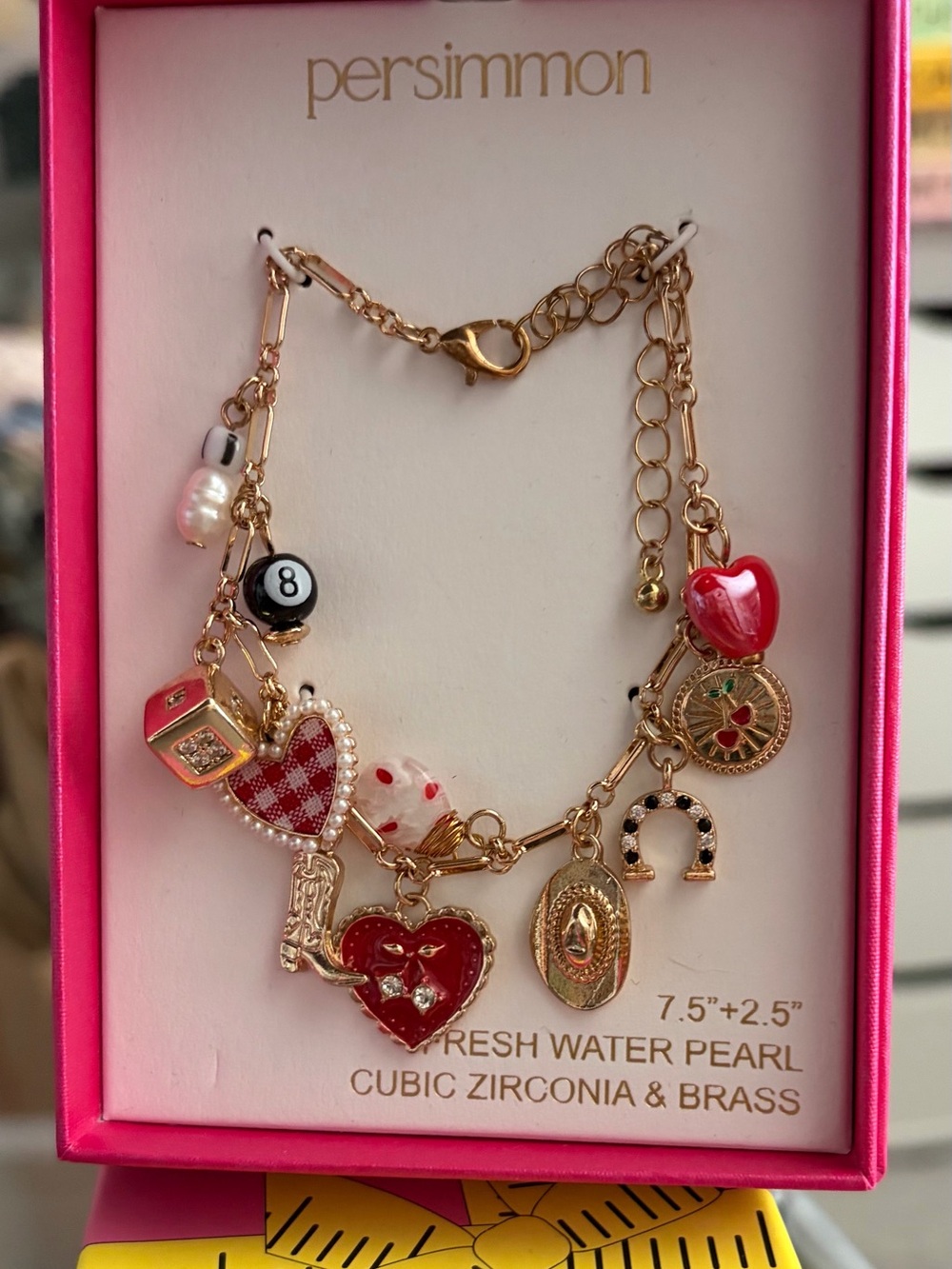 Persimmon Lucky Charm Bracelet with Red Accents